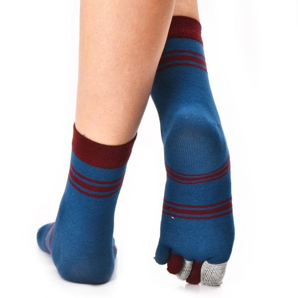 

men's socks breathable five toes crew five-finger knit cotton, Black