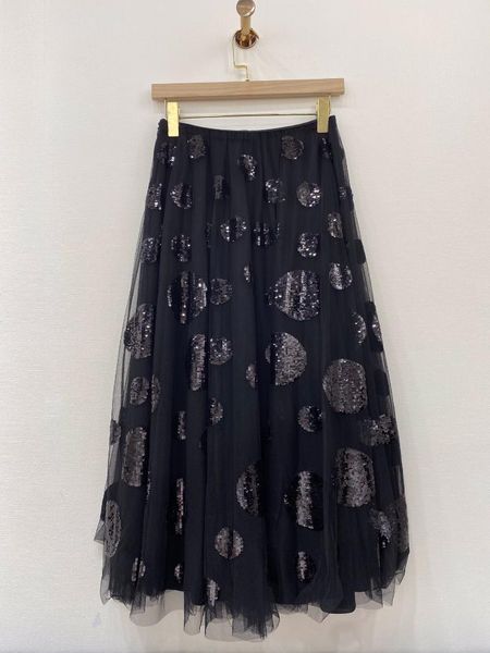 

skirts 2021 women fashion sequins handmade mesh skirt 0610, Black