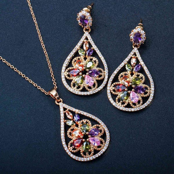 

ki0068 selling mona lisa necklace earrings two piece shining aaa zircon fashion versatile set chain, Black