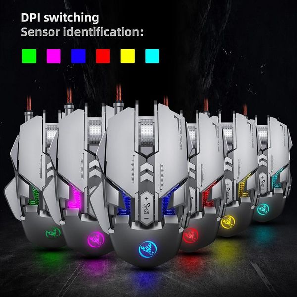 

mice hxsj mechanical gaming mouse ergonomic design rgb lighting wired adjustable up to 6400dpi