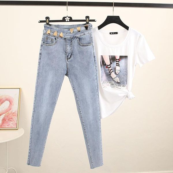 

women's jeans 2021 spring irregular button stretch high-waisted skinny denim pencil pants girl students tight-fit trousers, Blue