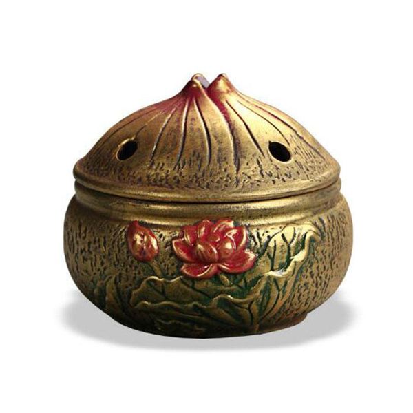 

fragrance lamps ceramic exquiste lotus crafts censer coil incense aroma burner home stand holder office ornaments