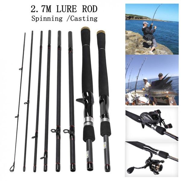 

2.7m 4 sections carbon fiber lure fishing rod m power portable ultra light spinning / casting pole boat rods