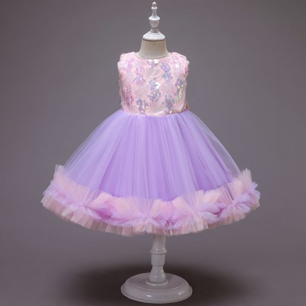 

children' large sequin girl princess gauze fluffy 61 performance dress, White;blue