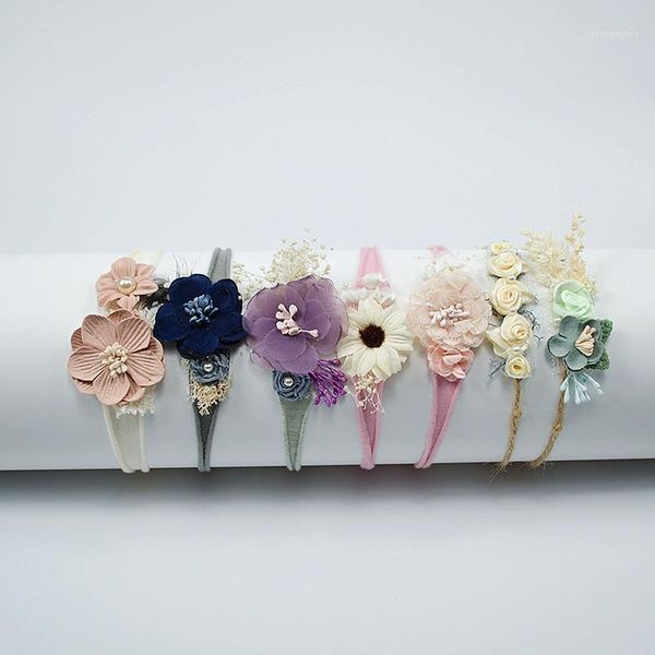 

kids toddler born headband baby girl hearband hair accessories flower headwear pography props1, Slivery;white
