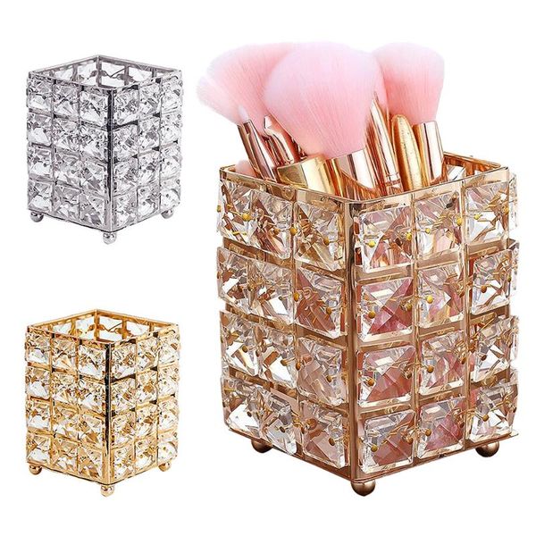 

storage boxes & bins crystal makeup brush holder cosmetic container eyebrow pencil box bucket deskorganizer home decor