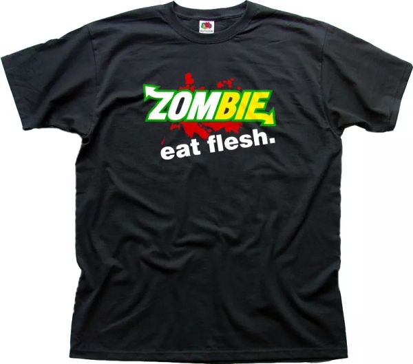 

zombie eat flesh subway funny black cotton t-shirt 01538, White;black