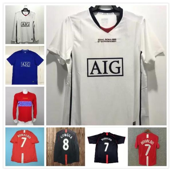 

retro classic 2007 2008 2009 soccer jerseys manchester evra ferdinand rooney scholes giggs ronaldo saha 07/08/09 united football shirt, Black;yellow