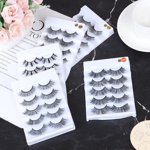 

false eyelashes 5 pairs 6d natural cross eyelash curling thick and multi-layered faux mink hair