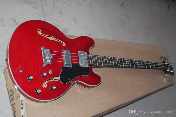 

new arrival jazz hollow 4 strings red electric bass guitar
