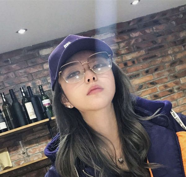 

red zhou net yangqing same eyeglass frame women's korean fashion round face large thin flat lens plain glasses, Silver