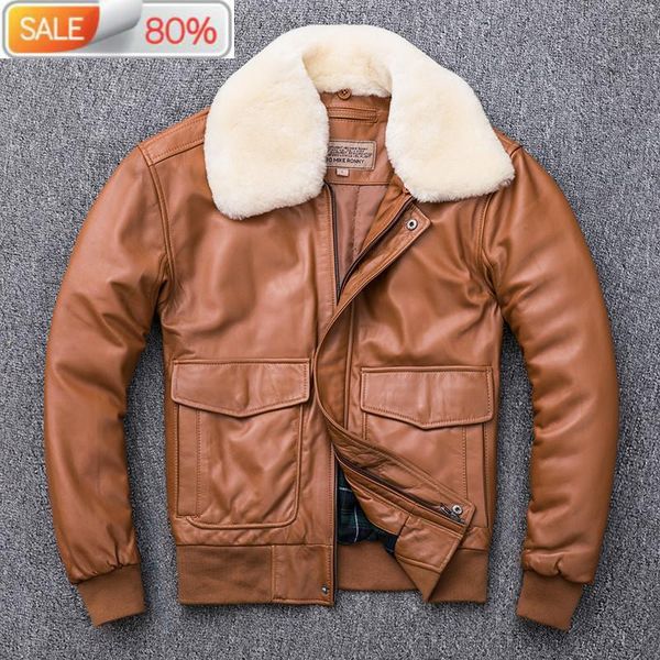 

men's leather & faux autumn winter genuine sheepskin coat for men plus size bomber jacket parka 2021 b22537, Black
