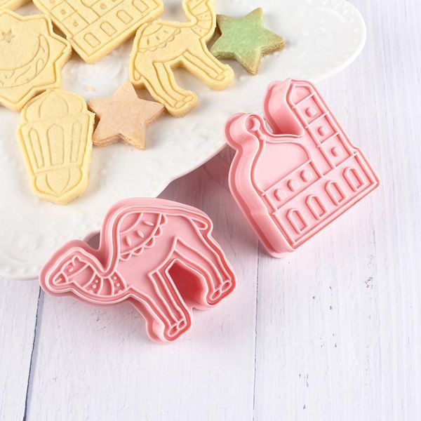 

baking moulds 6pcs/set diy grade plastic eid mubarak cookies cutter mould ramadan fondant cake decorating tool accessories
