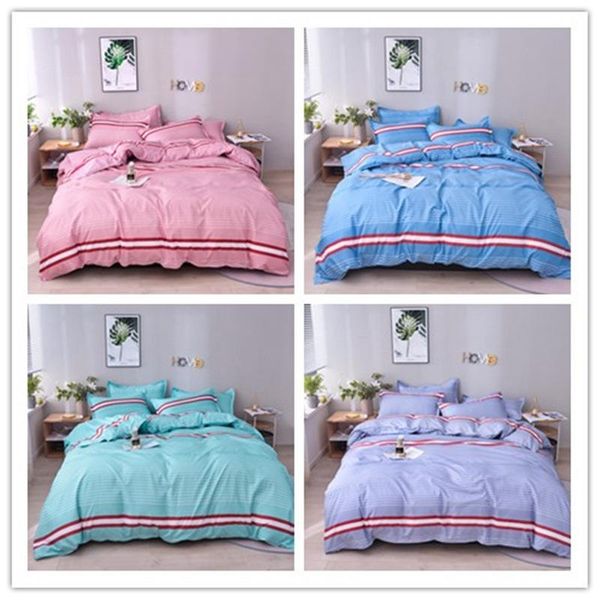 

bedding sets fashion stripes duvet cover set 4 colors optional 100% polyester bedclothes 3pcs quilt us uk wholesale