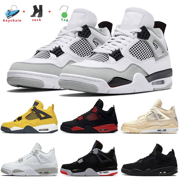 

university 2022 blue jumpman 4 4s mens women basketball shoes white sail off metallic purple black cat bred shimmer cactus jack red thunder