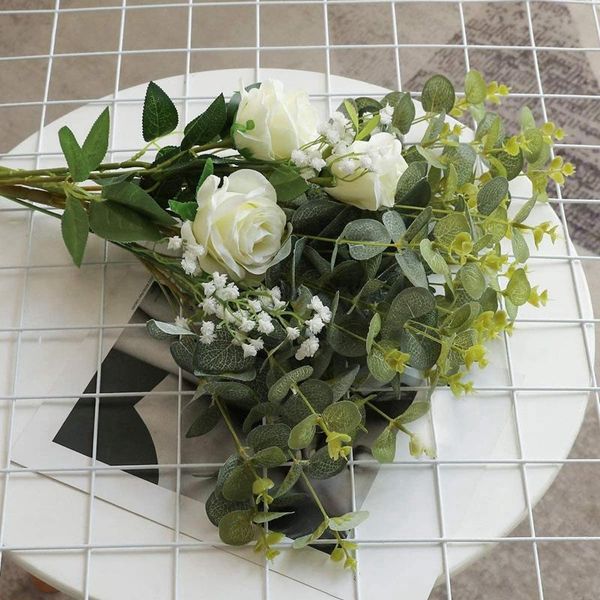 

decorative flowers & wreaths 4 pcs artificial eucalyptus greenery branches stems fake plants for bouquet wedding christmas party home craft