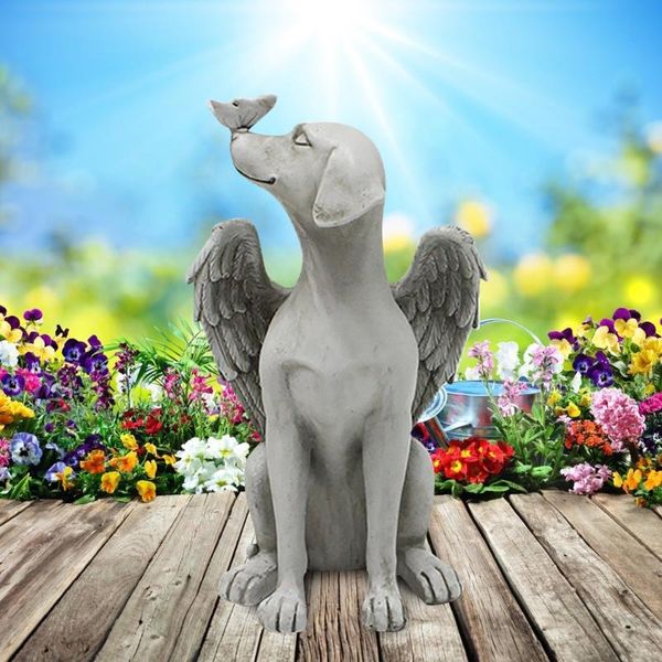 

angel dog sympathy sculpture pet memorial gifts hand-painted figure stone figurine to honor a cherished home garden decorations