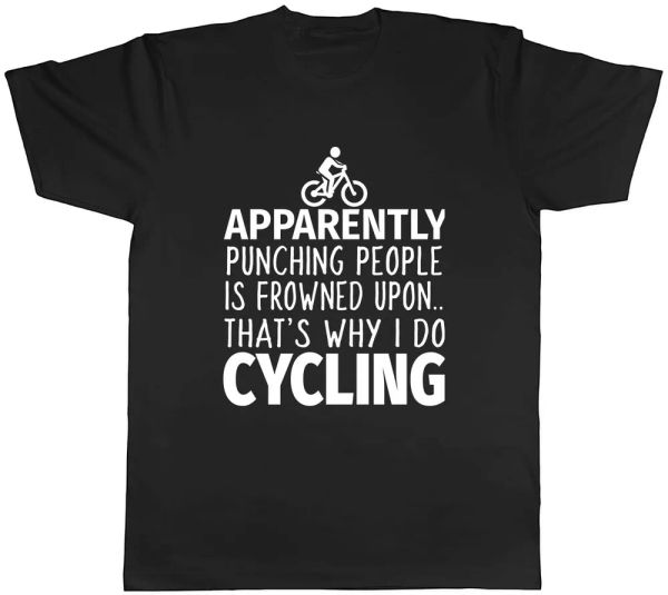

punching people is frowned upon that why i do cycling men tshirt tee, White;black