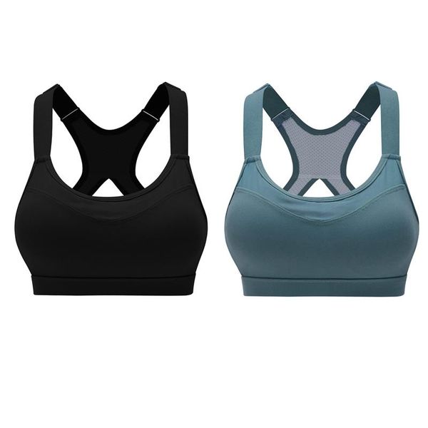 

yoga outfit 2pcs high stretch breathable sports bra adjustable spaghetti straps fitness women sport bra, black l & cyan s