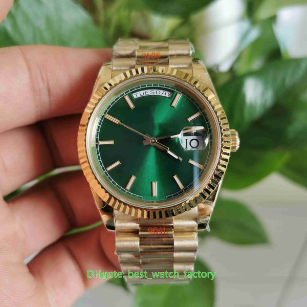 GM Factory Orologi di alta qualità 40mm Day-Date 18238 President Green Dail Oro giallo 18 carati CAL.3255 Movimento meccanico automatico Orologio da uomo Orologi da polso da uomo