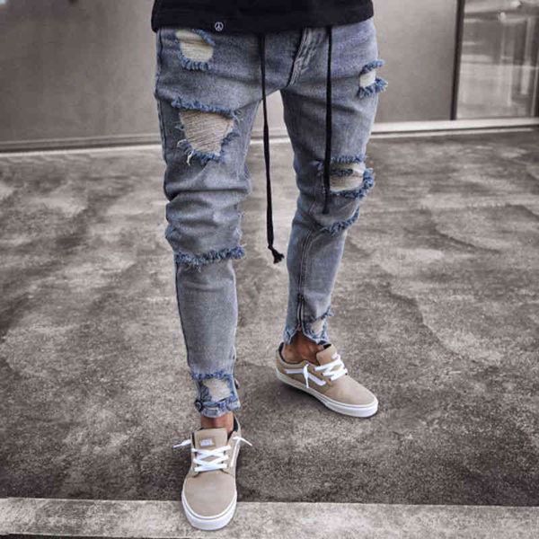 

Skinny Ripped For Men Male Blue Motorcycle Denim Pants Fashion Brand Hole Biker Jeans Plus Size S-3XL