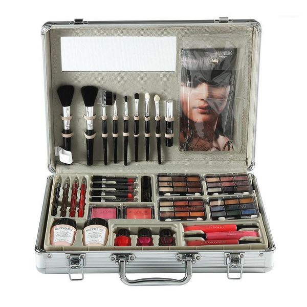

professional makeup set matte shimmer eyeshadow palette long lasting waterproof make up kit with tools aluminum box1