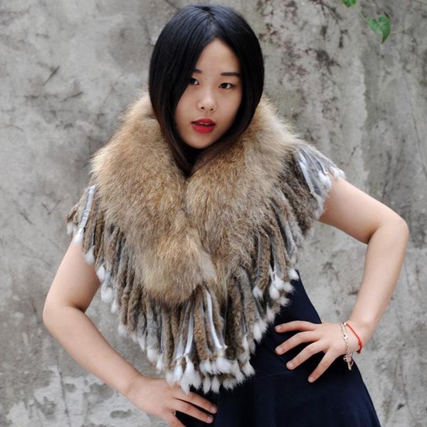 

scarves cx-b-60 women raccoon fur detachable big collar, Blue;gray