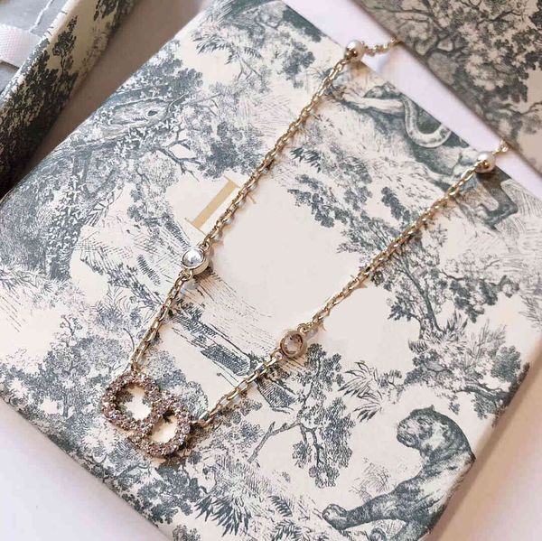 

chains 14k gold necklace for women / dijia letter crystal women's hand clavicle chain jewelry high version, Silver