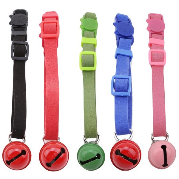 

cat collars & leads 5 colors safety buckle adjustable collar with bell kitten small dogs cats printing pet supplies-