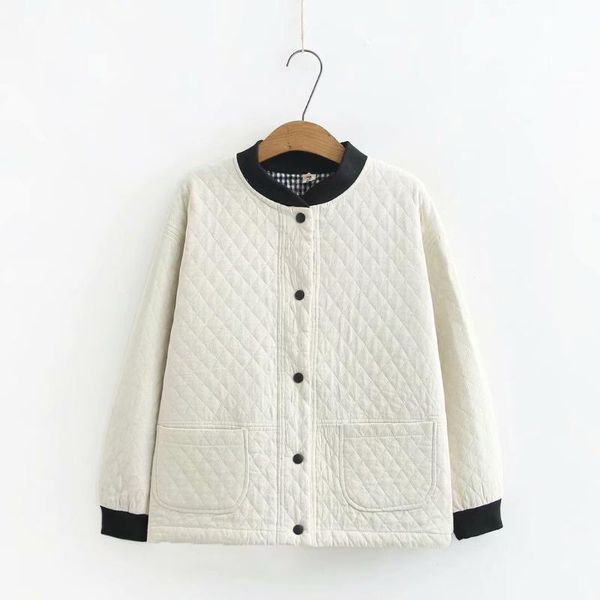 

women's jackets plus size women's autumn jacket 2021 stand collar pocket cardigan clothing cotton quilted solid outerwear, Black;brown