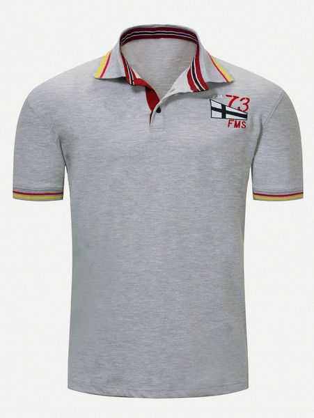 

men embroidery striped detail polo shirt u83o#, White;black