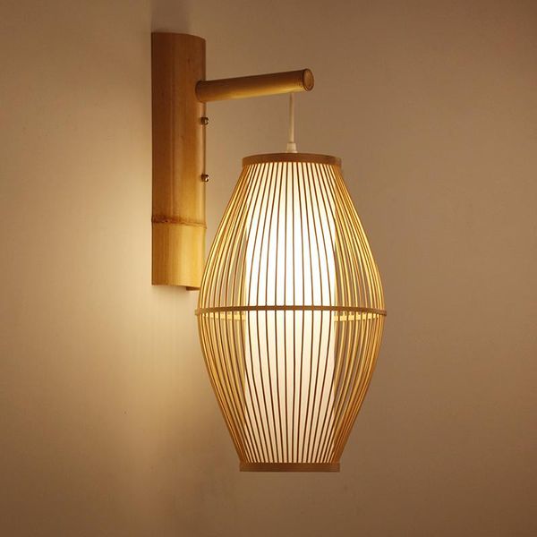

wall lamps retro japanese living room lamp bedroom teahouse wooden bamboo willow rattan lantern lampshade oriental