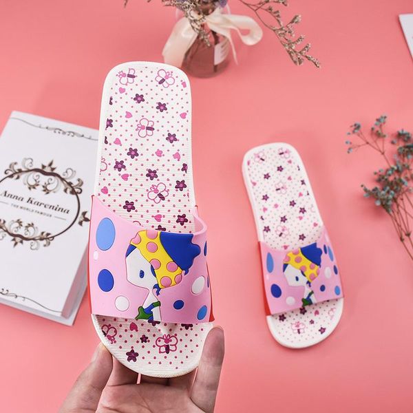 

slippers cartoon little girl summer cute family sandals home soft bottom antiskid bathroom shower wear resistant, Black
