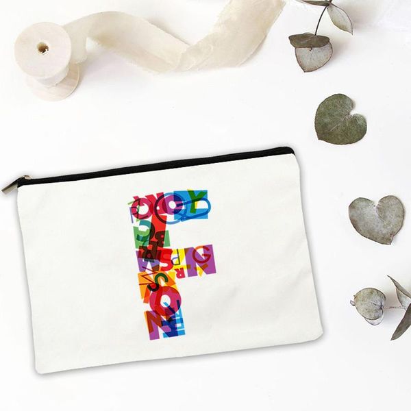 

cosmetic bags & cases handbags mini bag a-z letter printing pouch for women makeup make up storage kawaii personal travel suitcase woman