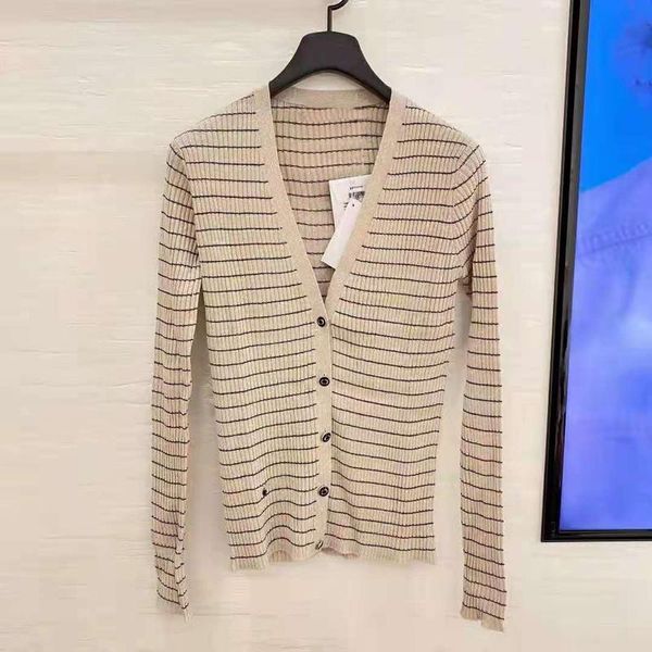 

women's knits & tees women temperament skinny classic striped design knitted cardigans luxurious embroidery fashion v neck buttons swea, White