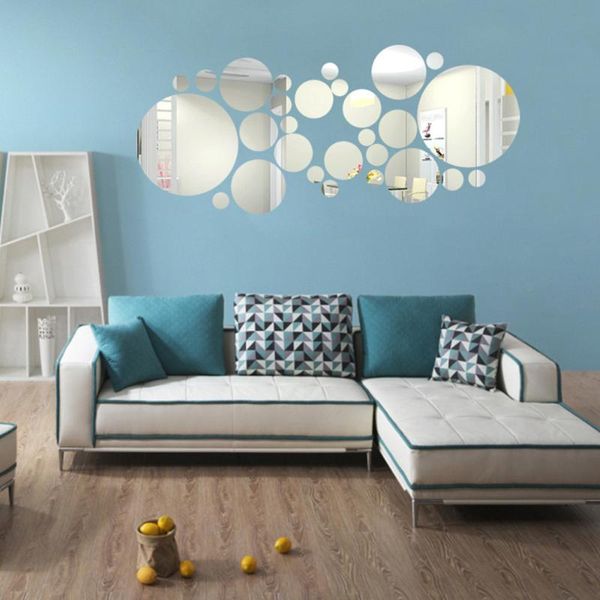 

wall stickers round acrylic mirror background sticker bedroom decoration 100% brand and appro27pc/set