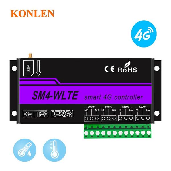 

smart home control konlen 4g 3g lte relay power switch gsm gprs light pump timer temperature humidity controller sms app remote gate opener