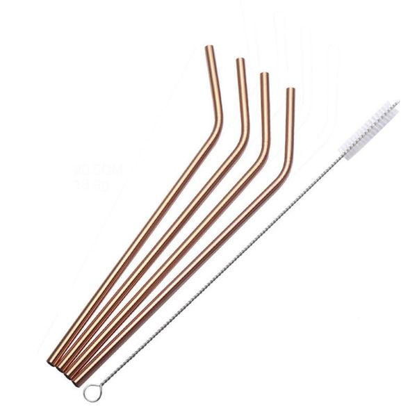 

drinking straws reusable straight curved bent with cleaning brush set party home