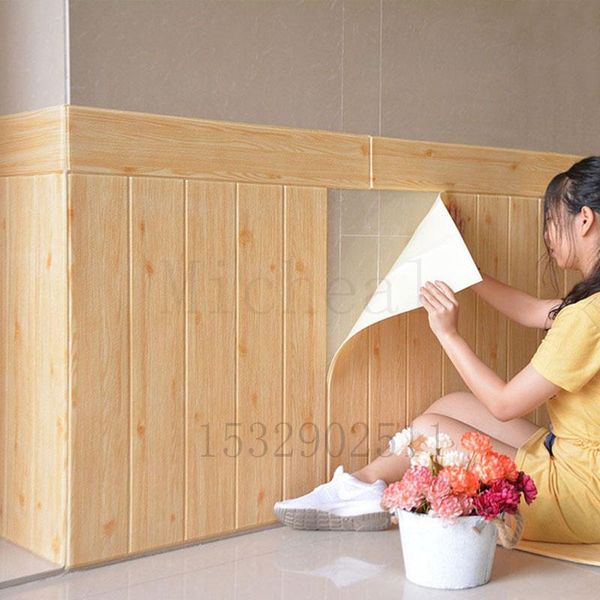 

wallpapers 3d wood grain wall stickers foam soft pack bedroom decoration background waterproof and anti-collision