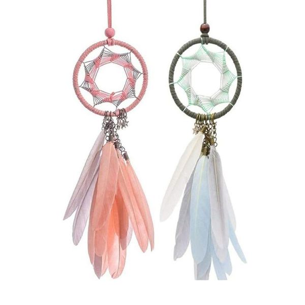 

decorative objects & figurines 2pcs creative dream catcher handmade car interior rearview pendant charm hanging decoration indoor ornaments
