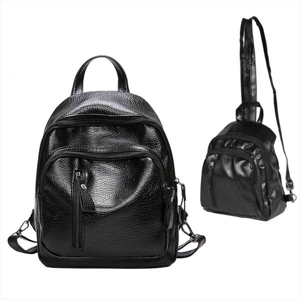 

womens backpack pu leather travel shoulder bag girl multifunctional small school for women black