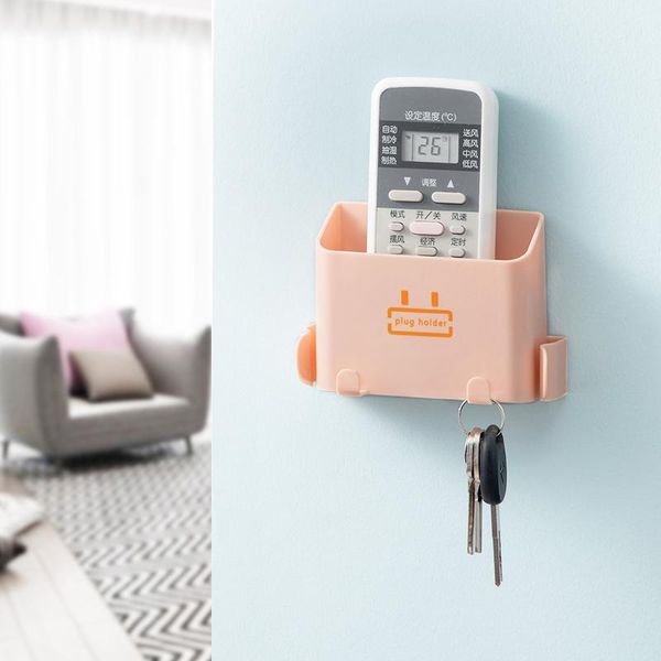 

hooks & rails multifunction wall mounted organizer storage box remote control air conditioner case mobile phone charging rack