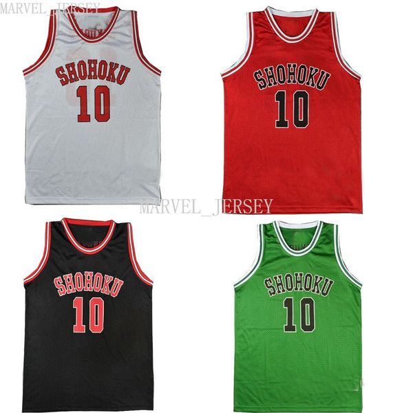 barato Personalizado Shoku 10 Sakuragi Jersey Jerseys Basquetebol Branco Vermelho Vermelho XS-5XL NCAA