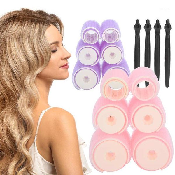 

6pcs/lot 3 size hair roller hairdressing diy magic self-adhesive rollers styling roll curler beauty tool1, Black