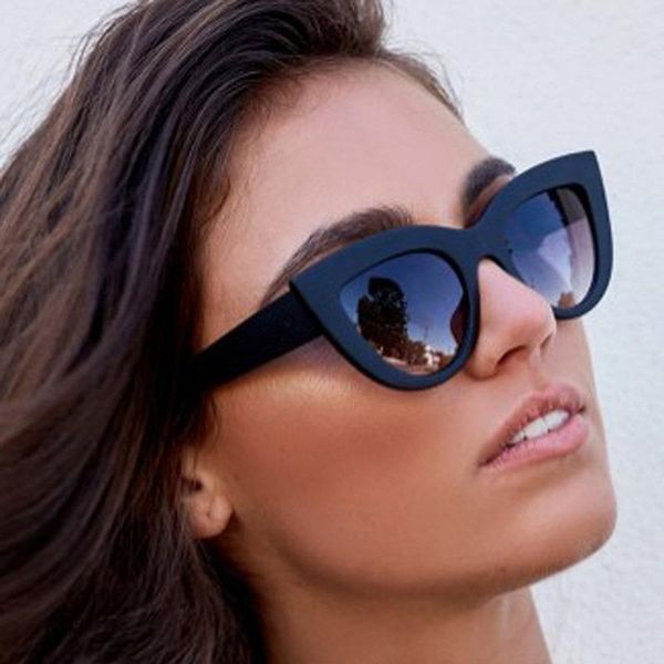 

sunglasses gcv women's fashion retro cat eye gradient luxury designer star same glasses gafas de sol mujer uv400, White;black