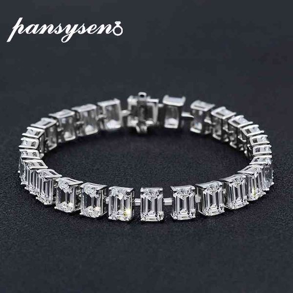 

100% 925 sterling silver 5*7mm emerald cut created moissanite diamond wedding bangle bracelets for women fine jewelry wholesale, Black