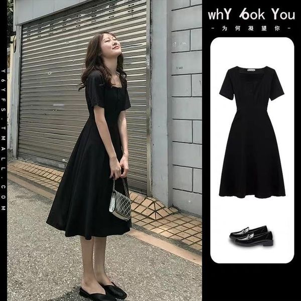 

summer robes hepburn wind restoring womens dresses ancient ways show thin waist their black vestido de mujer chf6822, Black;gray