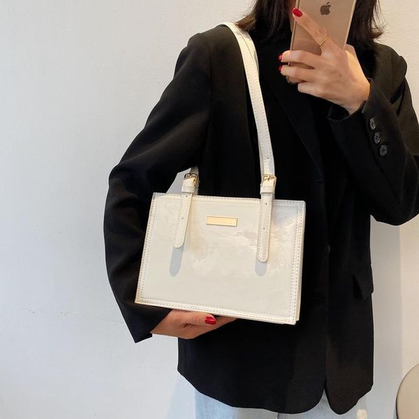 

evening bags s.ikrr retro patent leather fashion shoulder bag luxury designer women's 2021 korean trend female tote small handbag