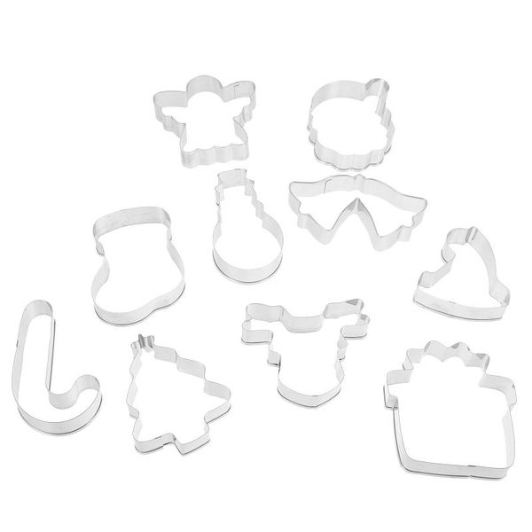 

baking moulds 10 pcs christmas cookies molds creative biscuit supplies (silver)