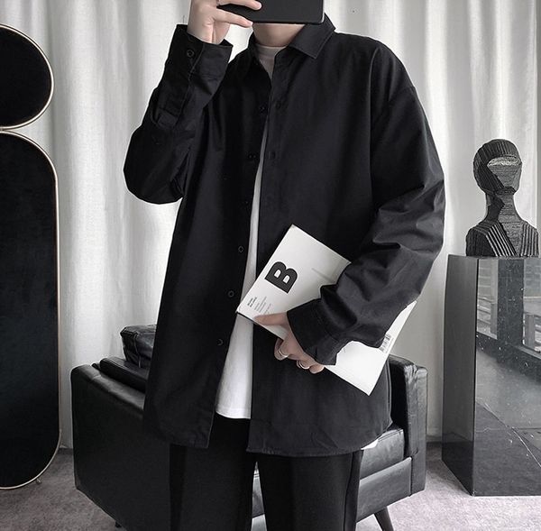 

men's tracksuits casual solid shirts regular plus size fashion button down fit shirt for male social business 05hh, Gray